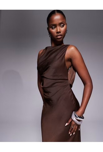 ASOS DESIGN satin drape bodice maxi dress