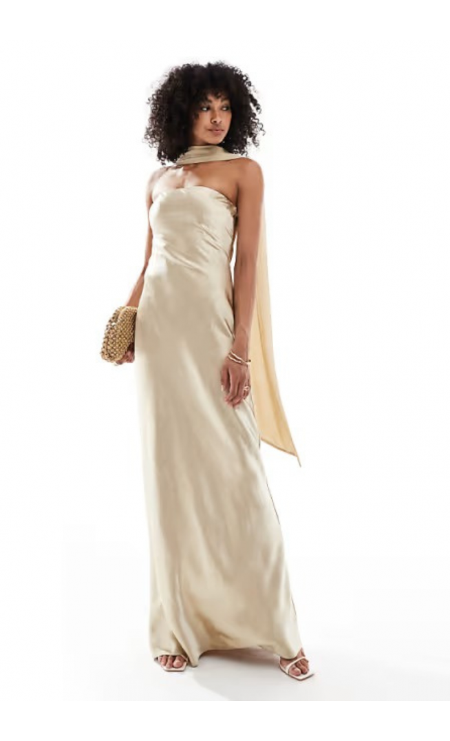Six Stories Bridesmaid satin maxi dress