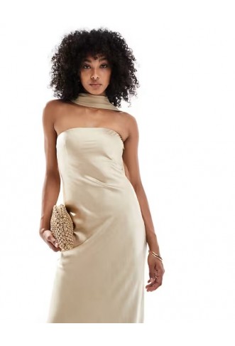 Six Stories Bridesmaid satin maxi dress