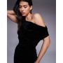 ASOS DESIGN velvet dramatic neckline midi dress
