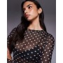 ASOS DESIGN mesh long sleeve top in polka dot