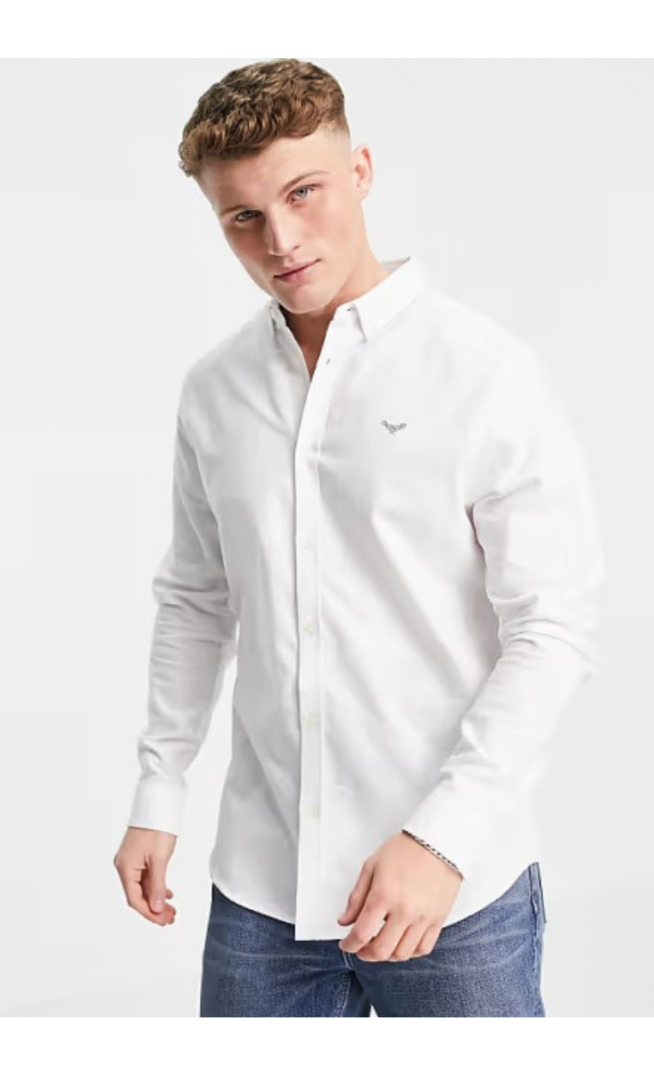 Threadbare long sleeve oxford shirt in white