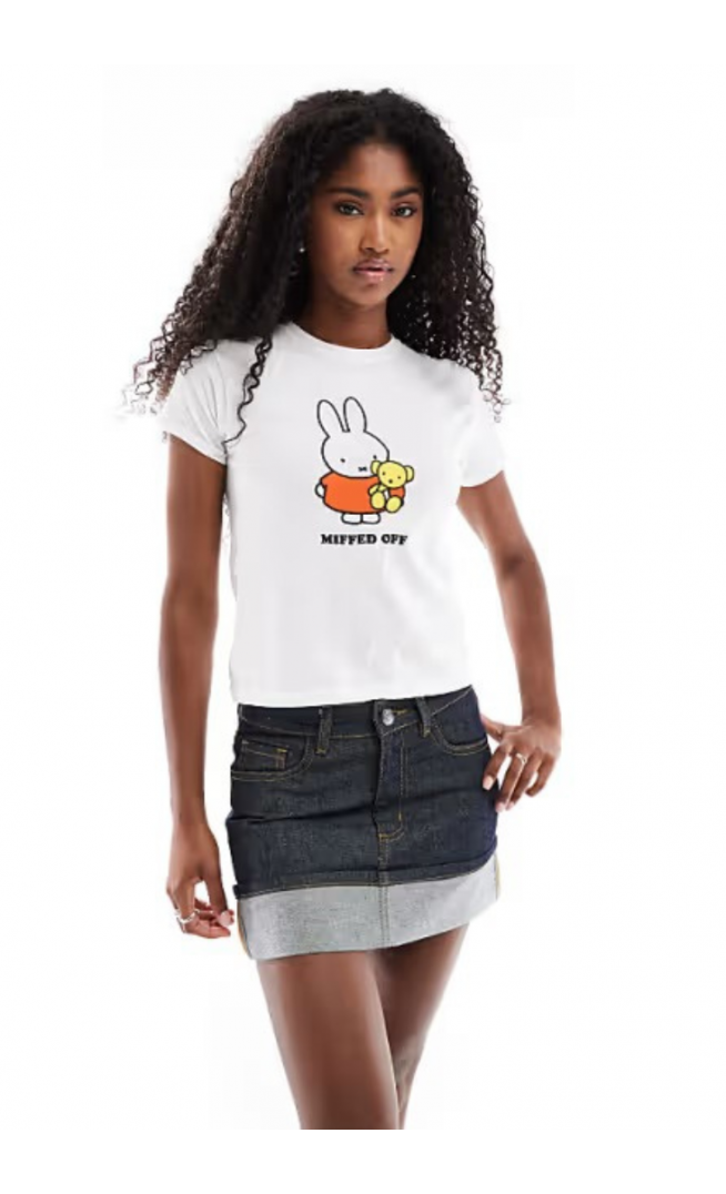 Daisy Street x Miffy boxy baby tee with miffed off graphic