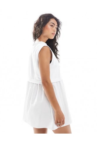 Miss Selfridge cotton poplin smock dress in white