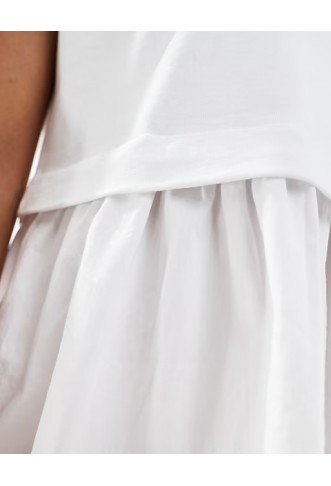 Miss Selfridge cotton poplin smock dress in white