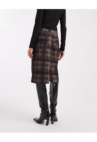 ASOS DESIGN awkward length skirt in printed check
