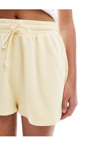 ASOS DESIGN sweat runner short in washed lemon