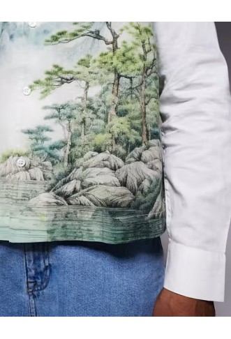 ASOS DESIGN relaxed revere shirt with scenic print