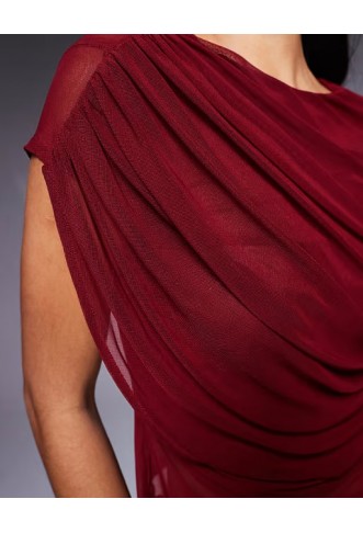 ASOS DESIGN mesh short sleeve drape front top