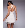 ASOS DESIGN Cross Back Mini Dress With Mesh Underskirt