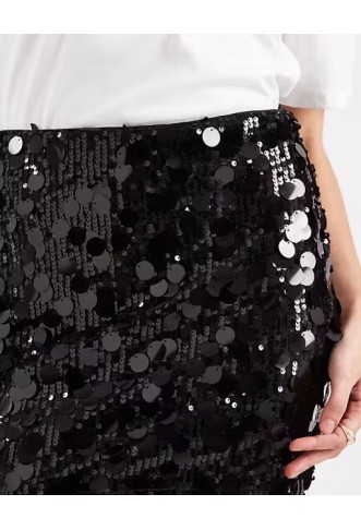 ASOS DESIGN mixed sequin mini skirt in black