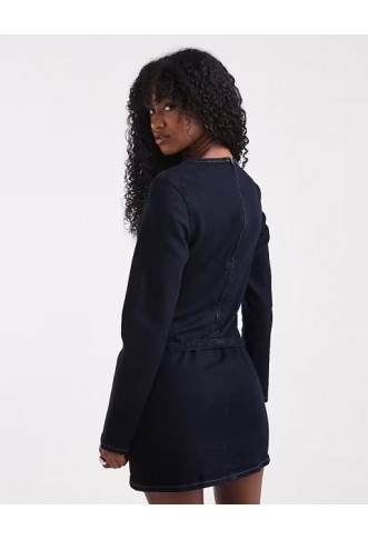 ASOS DESIGN slim fit denim mini dress with skinny belt