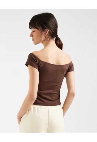 ASOS DESIGN Sculpting bardot short sleeve top