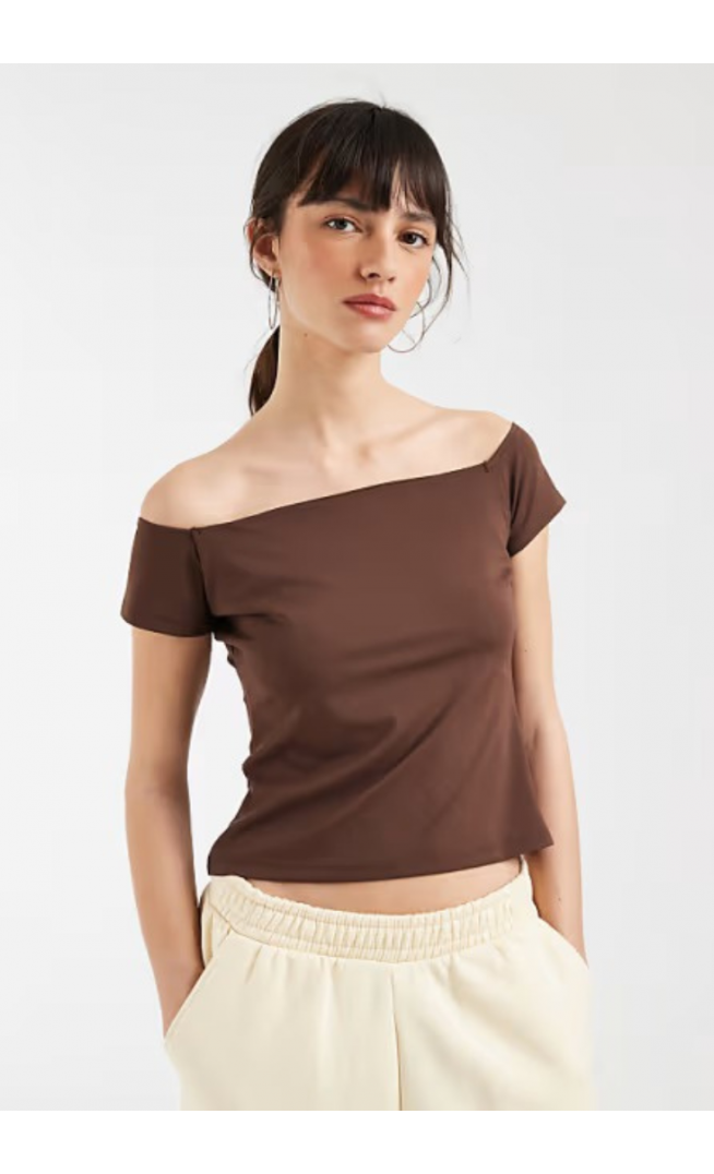 ASOS DESIGN Sculpting bardot short sleeve top