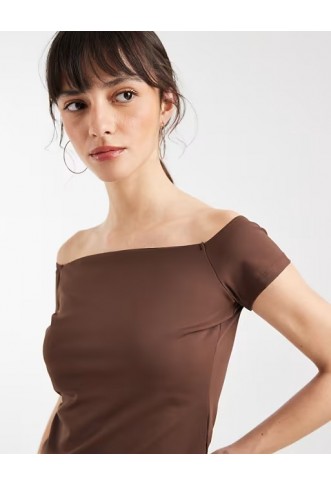 ASOS DESIGN Sculpting bardot short sleeve top