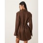 ASOS DESIGN shoulder pad shirt mini dress with tie back