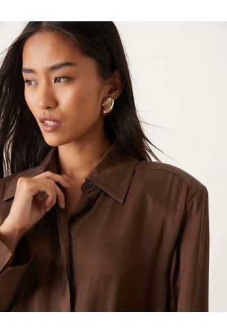 ASOS DESIGN shoulder pad shirt mini dress with tie back