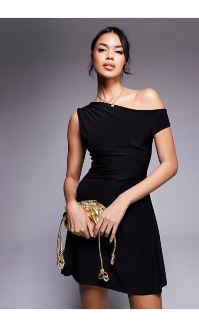 Kaiia exclusive slinky off shoulder mini skater dress