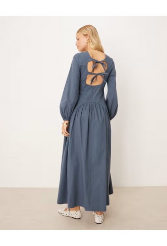 ASOS DESIGN long sleeve tie back maxi dress