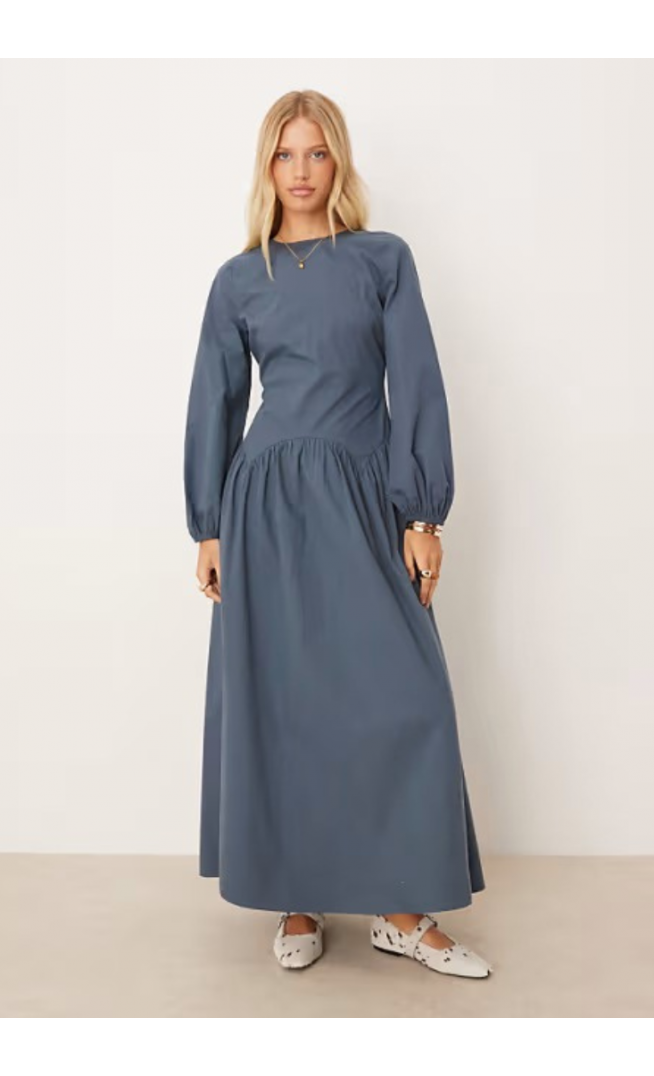 ASOS DESIGN long sleeve tie back maxi dress
