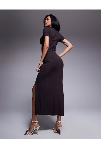 ASOS DESIGN high neck maxi dress with short sleeves