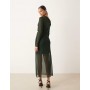 Mango asymmetric long sleeve maxi dress in forest green
