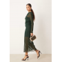 Mango asymmetric long sleeve maxi dress in forest green
