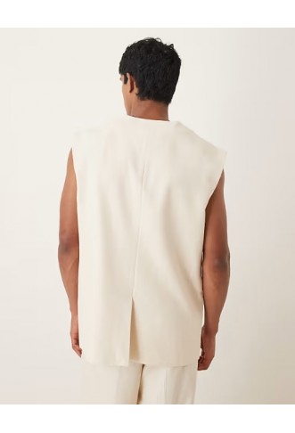 ASOS DESIGN longline suit waistcoat with linen