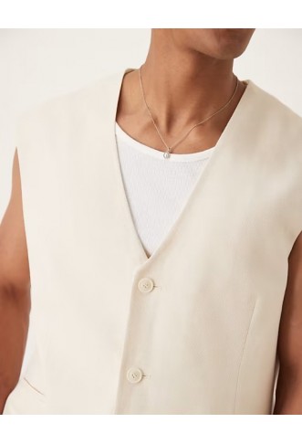 ASOS DESIGN longline suit waistcoat with linen