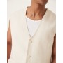 ASOS DESIGN longline suit waistcoat with linen
