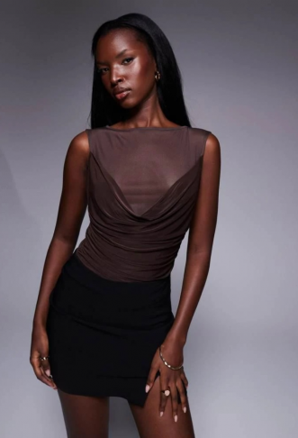 ASOS DESIGN cowl front mesh...