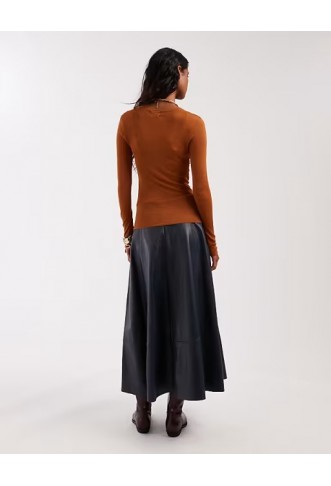 ASOS DESIGN sheer knitted soft touch ruched side top