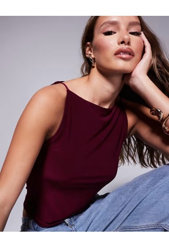 ASOS DESIGN slinky 90's boat neck strappy top