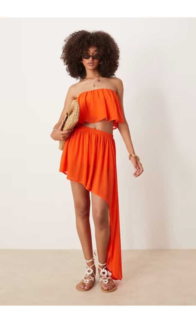 ASOS DESIGN co-ord ruffle mini skirt with asymmetric hem