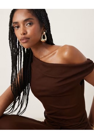 ASOS DESIGN onion skin fallen shoulder tie wrap midi dress