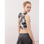 Noisy May twist front crop top in cow print