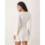 ASOS DESIGN crochet long sleeve hardware detail mini dress