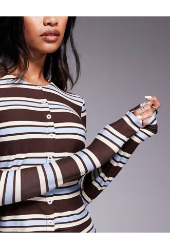 Kaiia exclusive super soft jersey button through longsleeve top