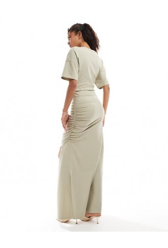 ASOS DESIGN slash ruched front T-shirt maxi dress