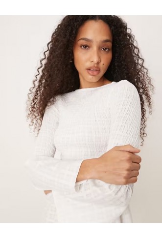 ASOS DESIGN shirred angel sleeve mini dress