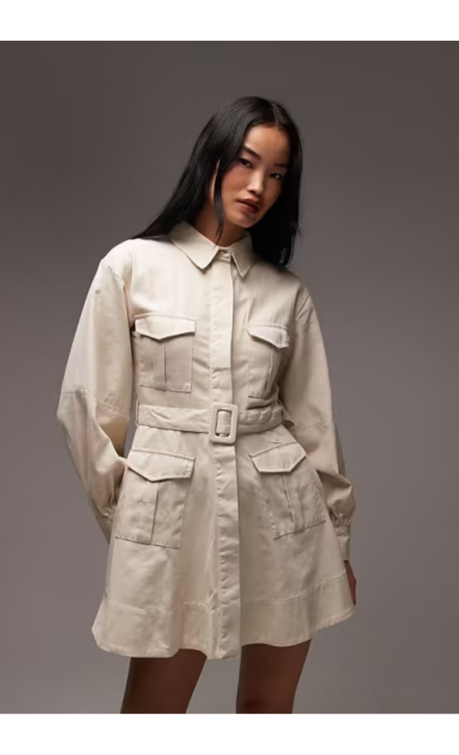 ASOS DESIGN utility shirt mini dress with belt
