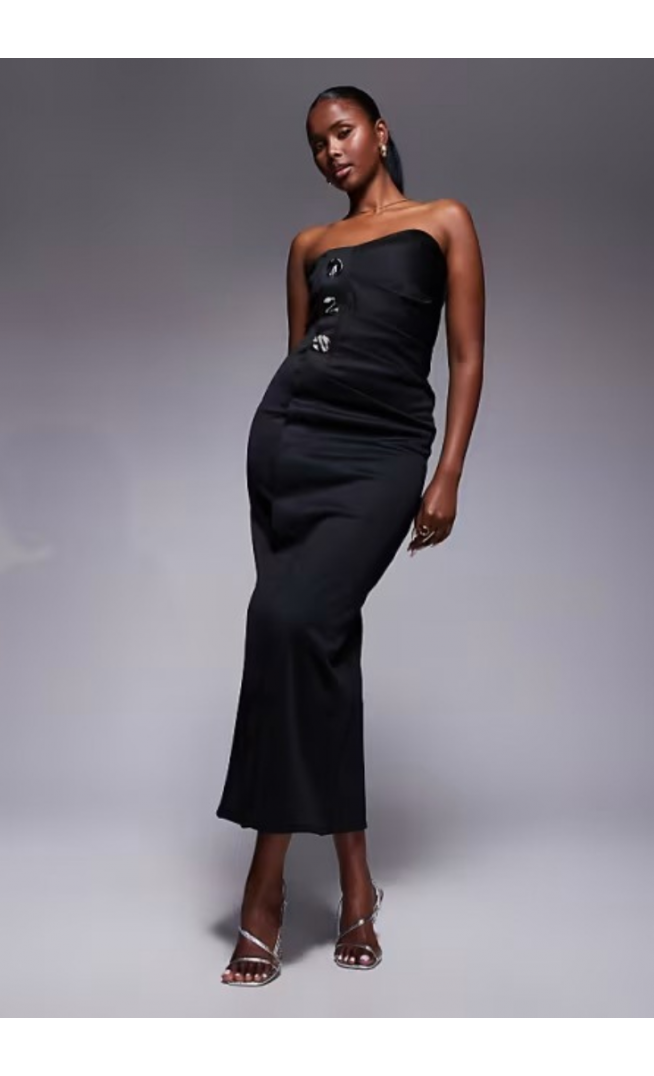 ASOS DESIGN asymmetric bandeau midi dress