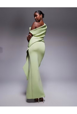 ASOS DESIGN fallen shoulder manipulated fold midi dress