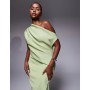 ASOS DESIGN fallen shoulder manipulated fold midi dress