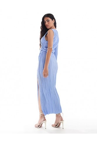 ASOS DESIGN plisse one sleeve midi dress