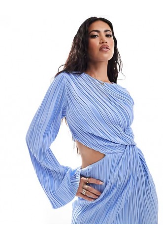ASOS DESIGN plisse one sleeve midi dress