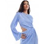 ASOS DESIGN plisse one sleeve midi dress