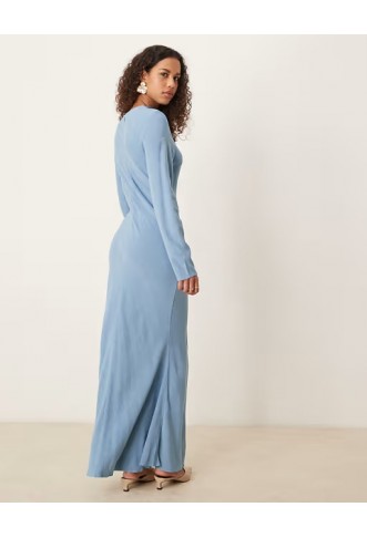 ASOS DESIGN linen high neck seam detail maxi dress