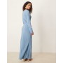 ASOS DESIGN linen high neck seam detail maxi dress