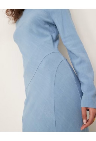 ASOS DESIGN linen high neck seam detail maxi dress